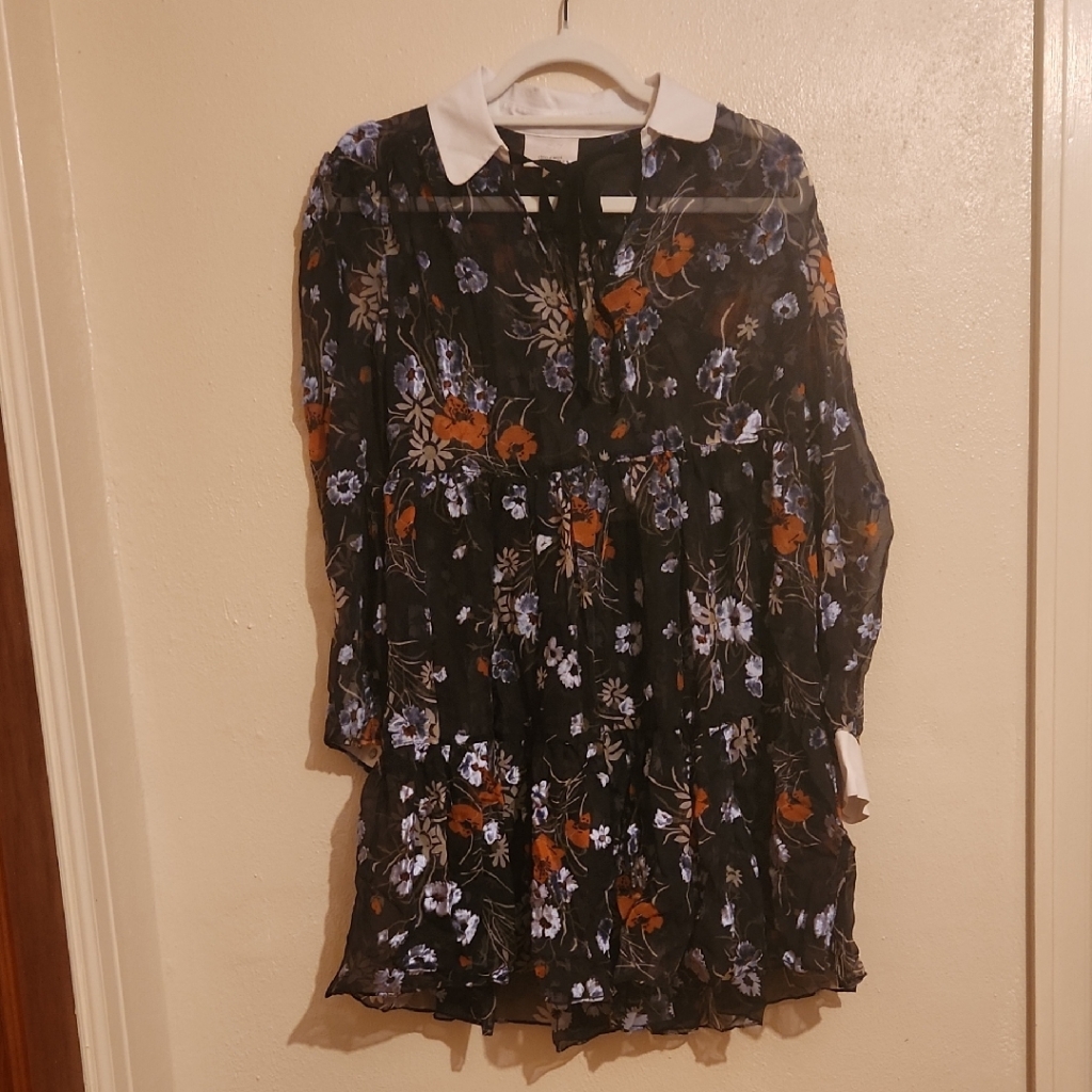 Cinq Sept Black Floral Sheer Dress